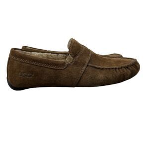 Vintage UGG Loafer Mens 8 Brown Suede Slip On Shearling Lined Slipper Shoes